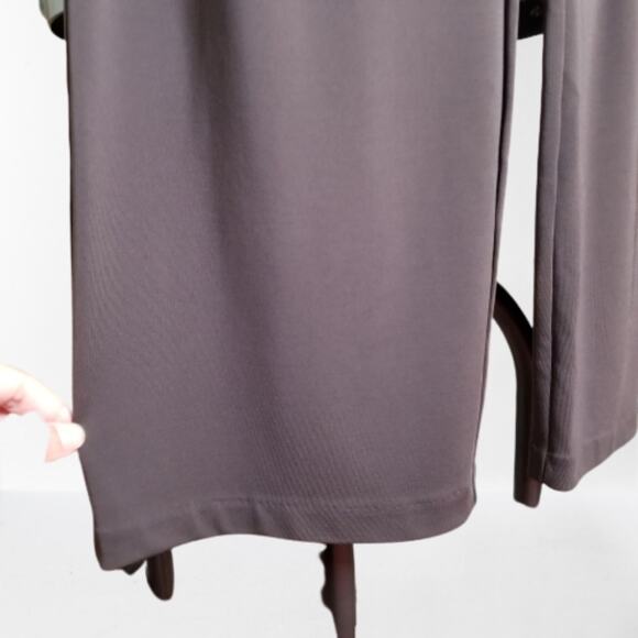 Talbots Slinky Back Zip Wide Leg High Rise Pants Brown Petite - Picture 2 of 9